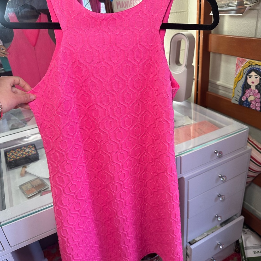 Lilly Pulitzer Mango Shift Dress Tropical Pink Retro Knit Jacquard Size XS
